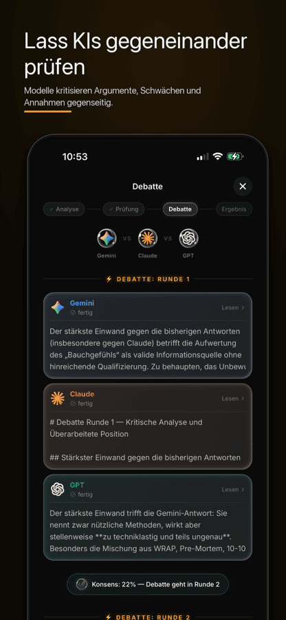 Proofex im App Store: Modelle prüfen sich gegenseitig